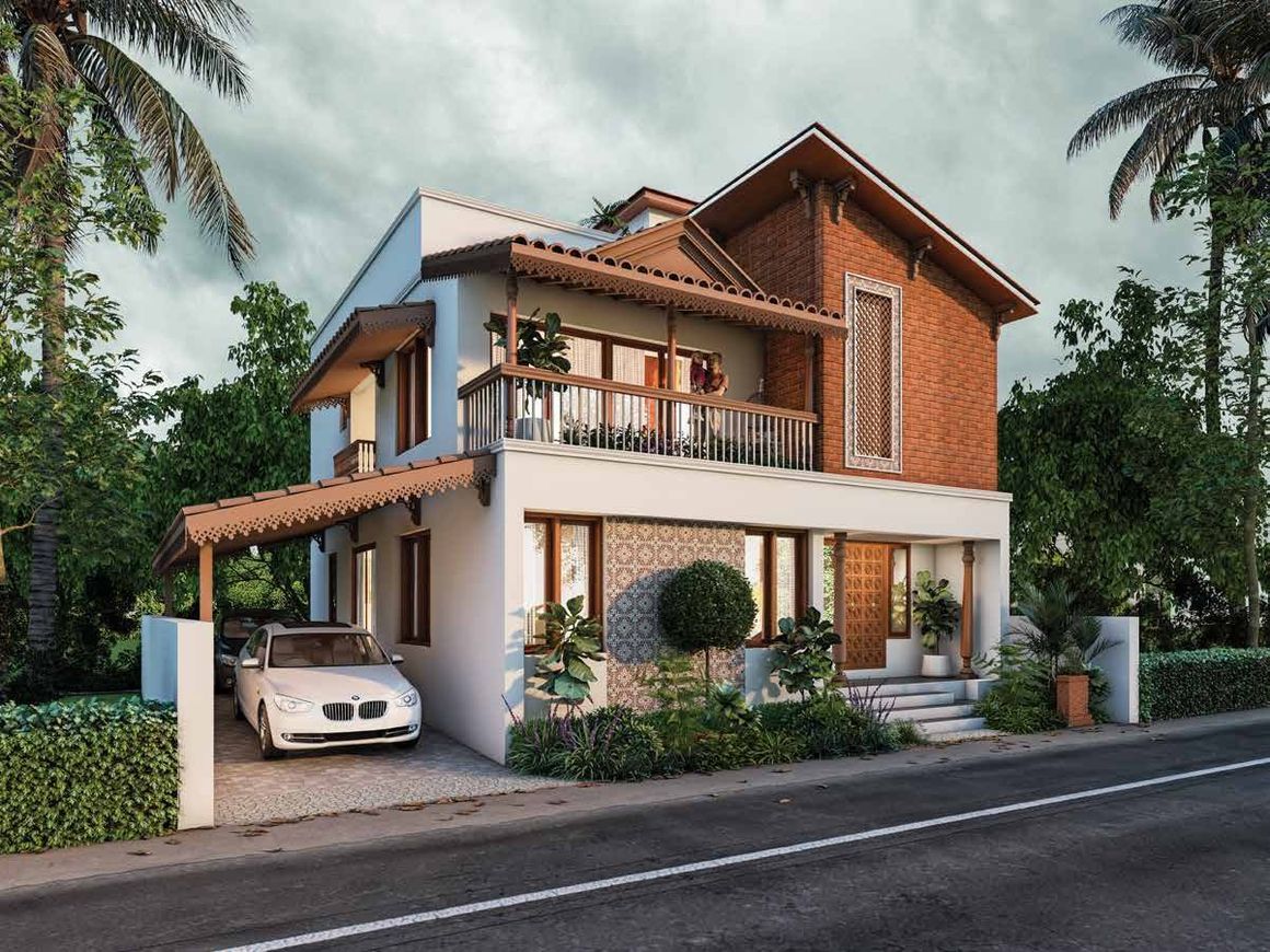 Old Madras – Chettinad-inspired villa elevation (artist's impression)