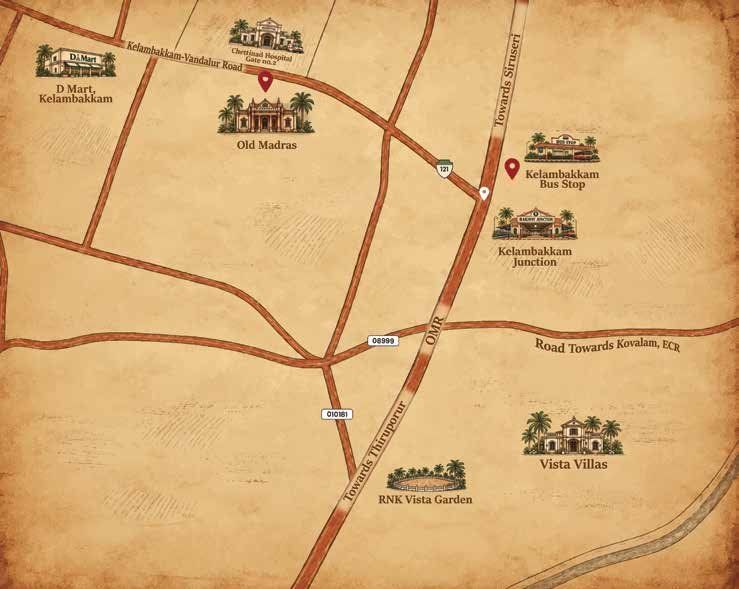 Old Madras location map – Kelambakkam, OMR and Vandalur–Kelambakkam Road